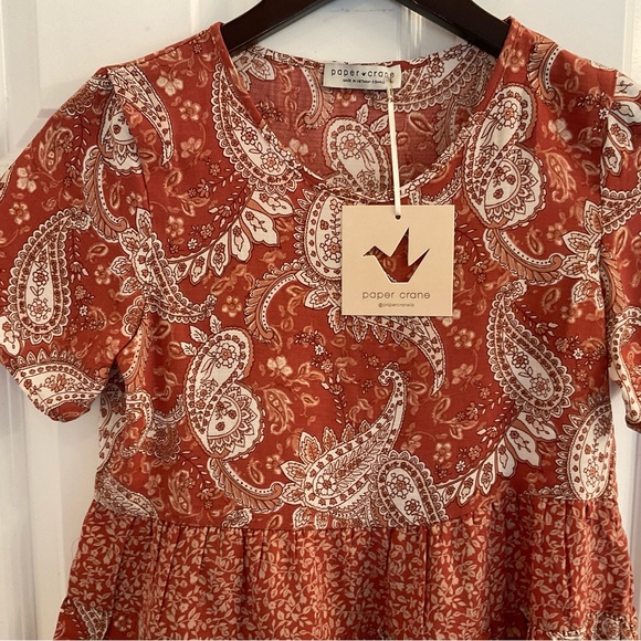 Paper Crane Paisley & Floral Baby Doll Top - NWT - Size XS - Picture 5 of 9